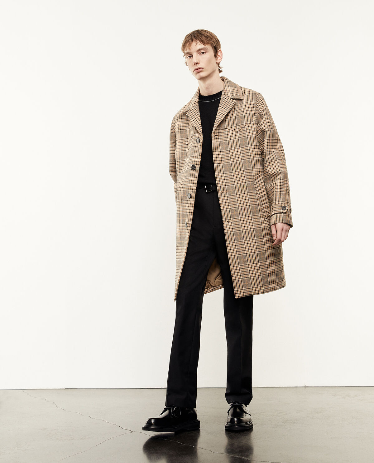 Beige check coat hotsell