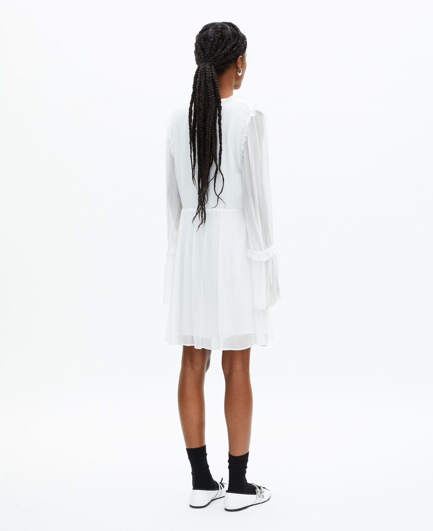 The Kooples DAMEN ECRU ecrufarbenes kurzes kleid mit rüschen