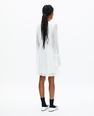 The Kooples DAMEN ECRU ecrufarbenes kurzes kleid mit rüschen