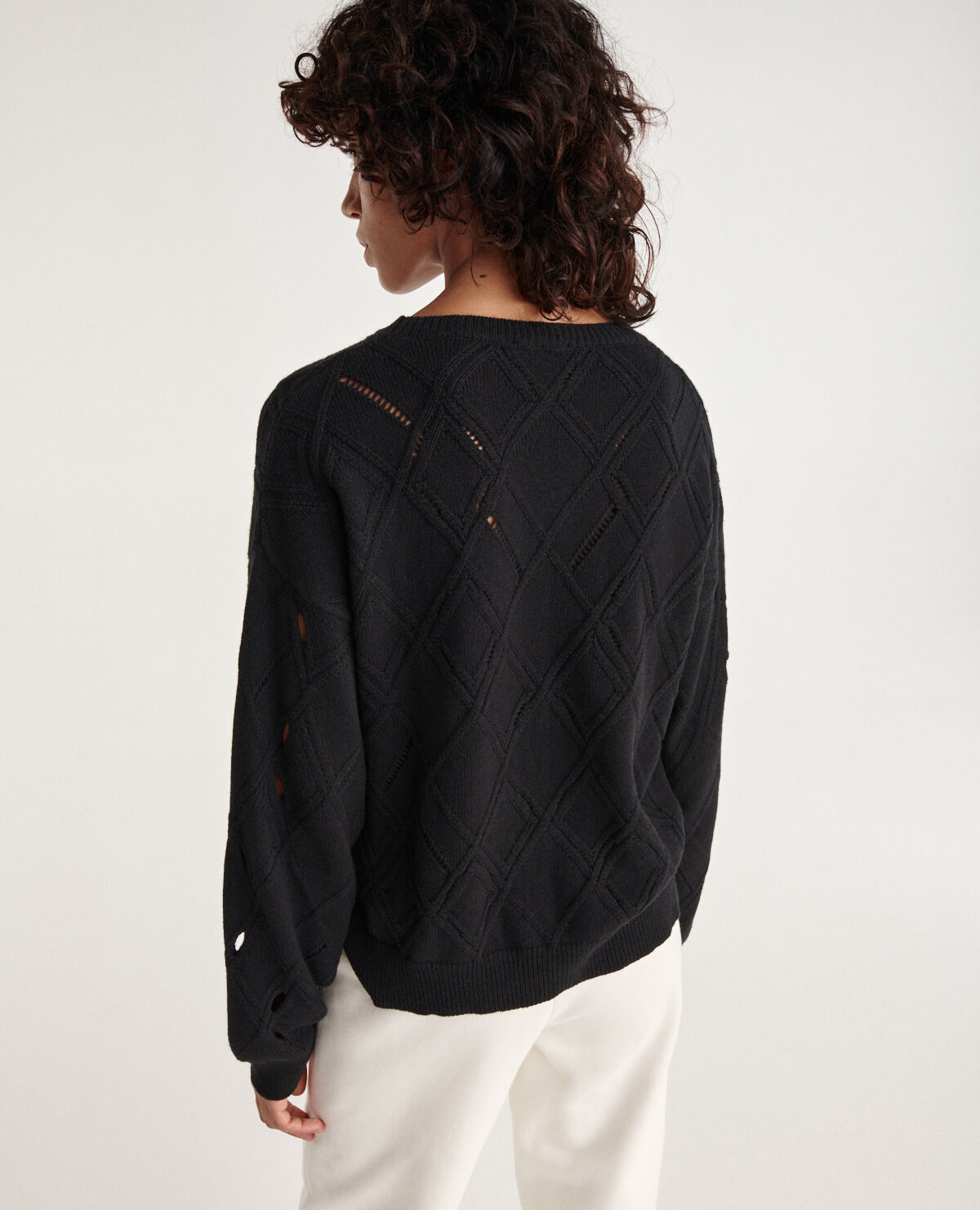Pull maille noir manches longues ajour The Kooples France