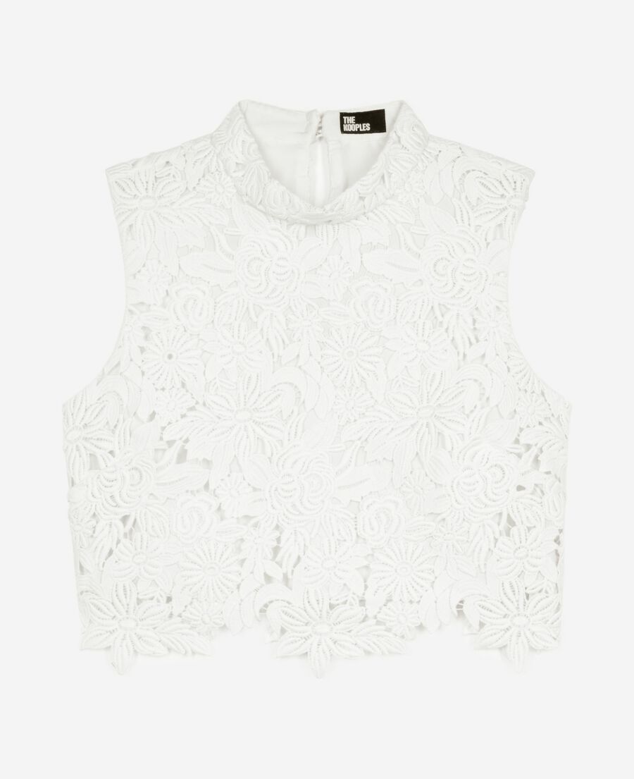 The Kooples F ECRU ecru floral lace top