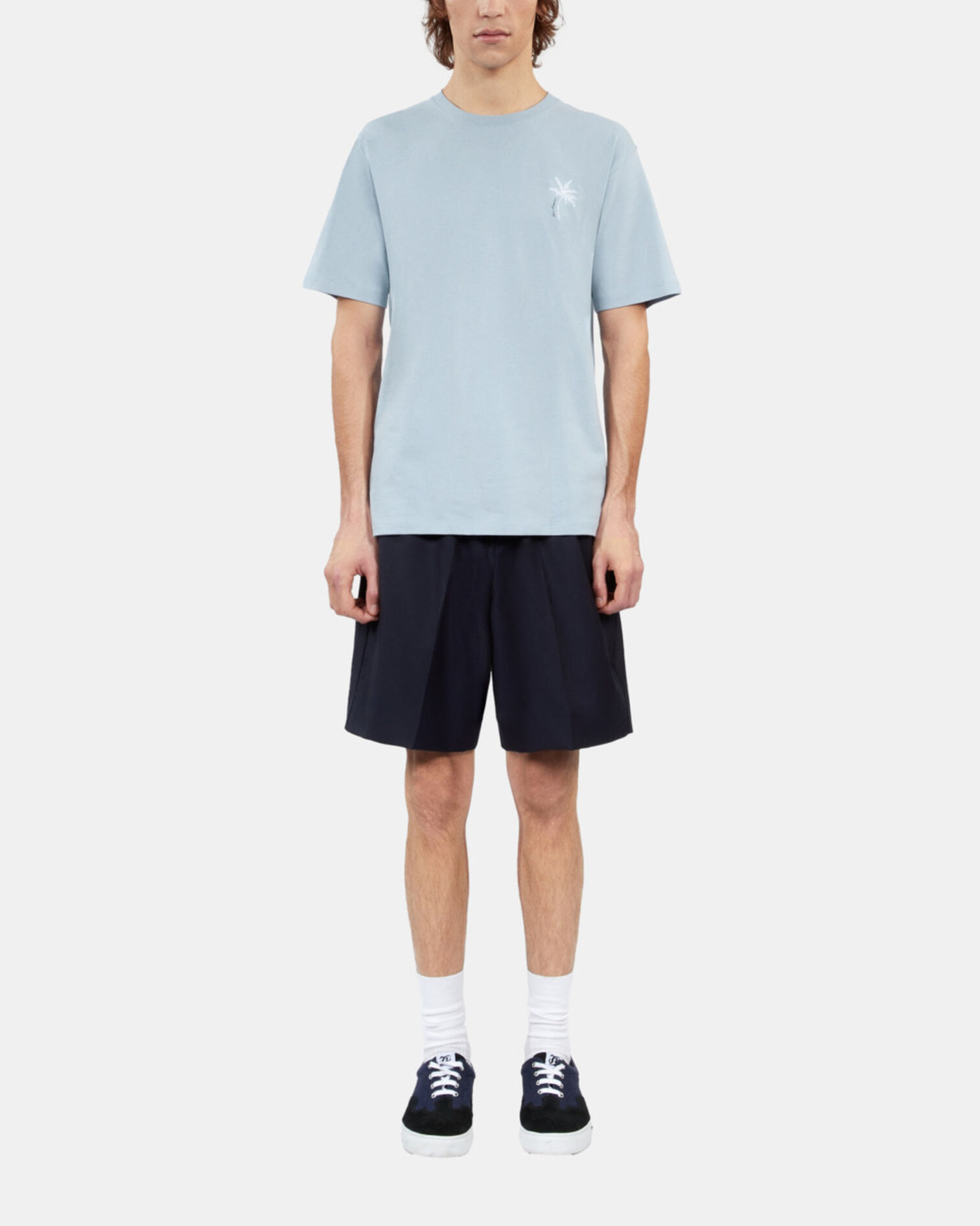 Himmelblaues T-Shirt mit Palmen-Stickerei, LAVENDER, hi-res image number null