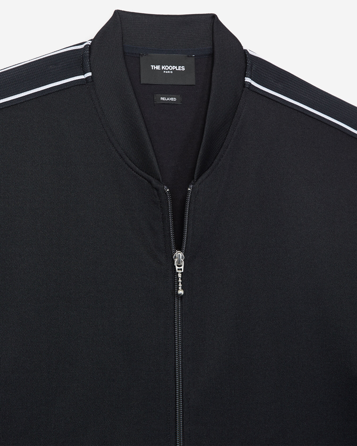 Sweat zippé bleu marine à col teddy et bande avec logo, NAVY, hi-res image number null