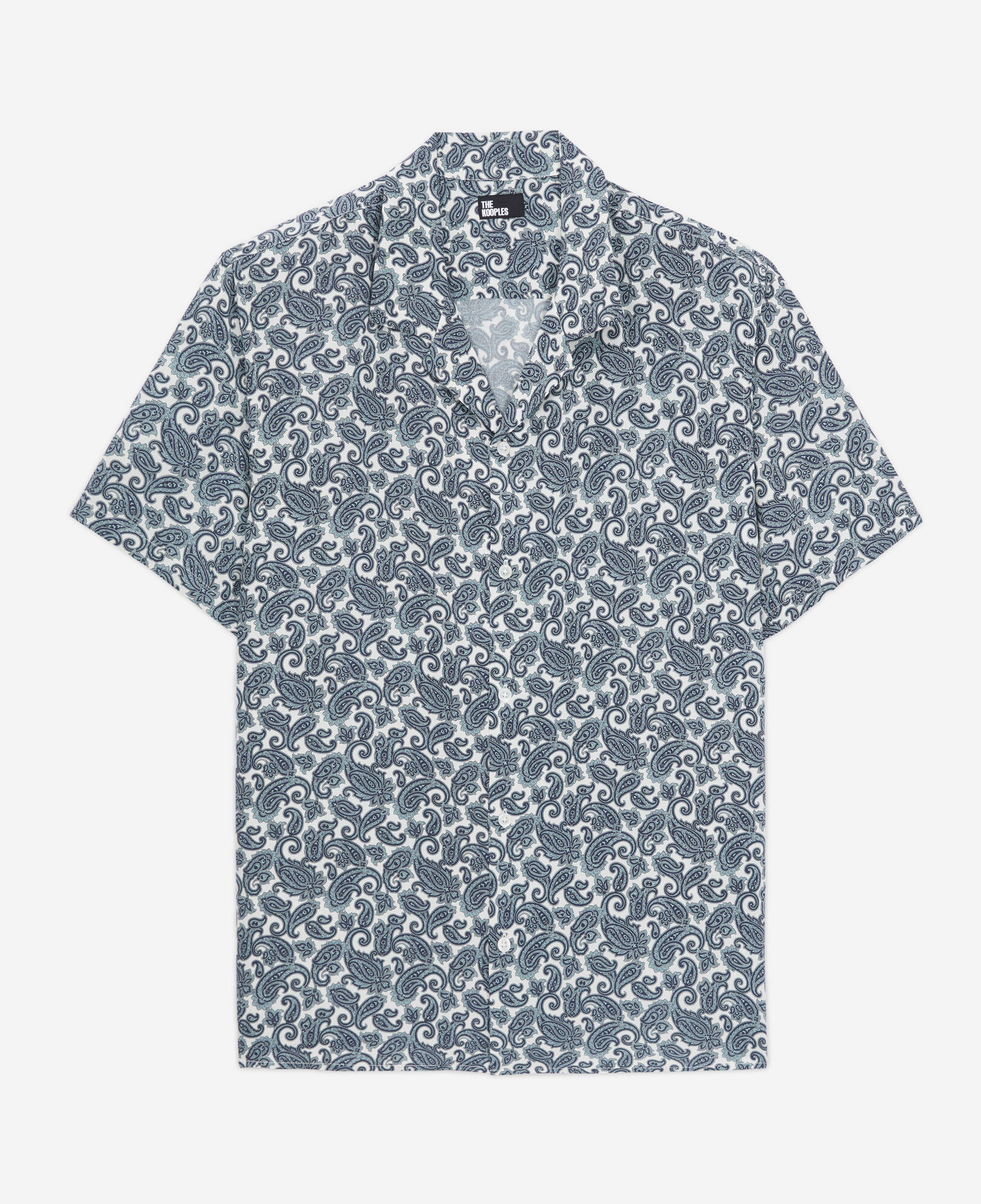 The Kooples HERREN WHITE - BLUE kurzärmeliges hemd mit print 