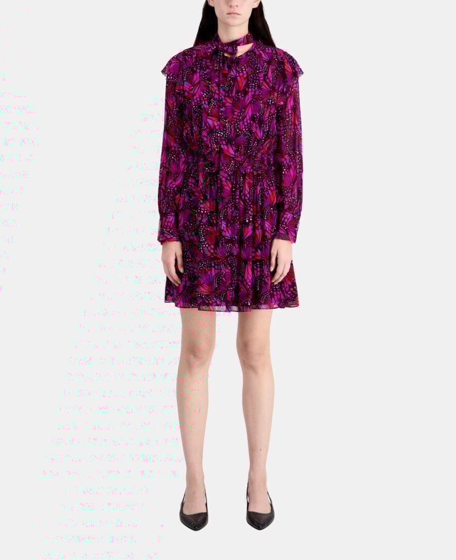 The Kooples F PINK short printed dress with ruffles