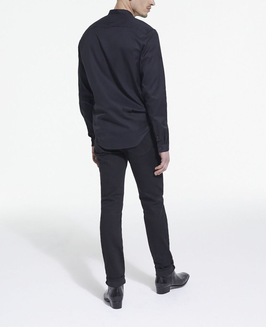 black cotton shirt with officer collar
