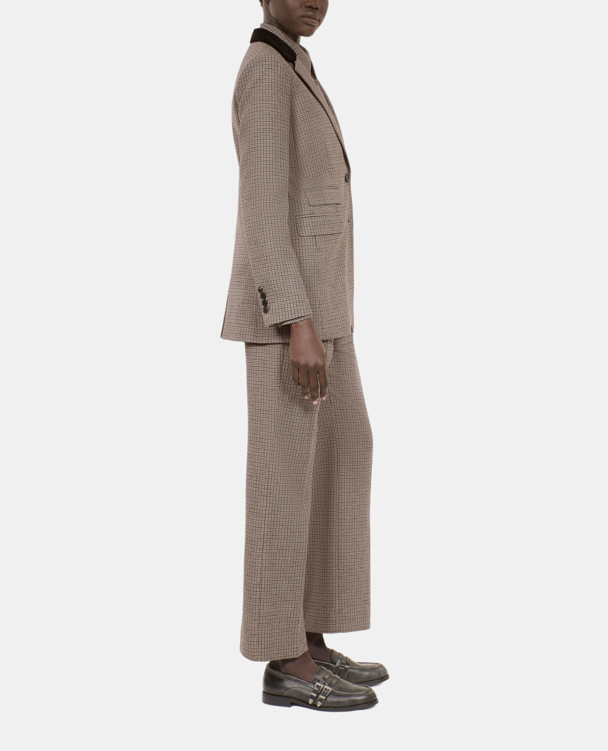 Beige houndstooth suit jacket, BEIGE-BROWN, hi-res image number null
