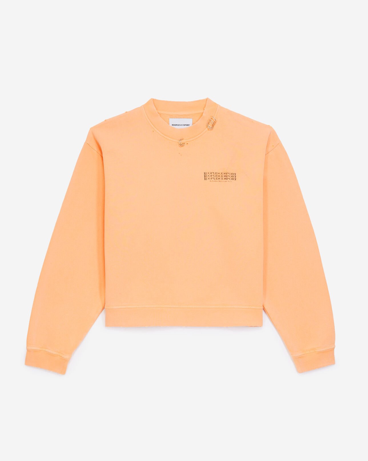 The Kooples FEMME OLD ORANGE sweat orange délavé à détail piercing