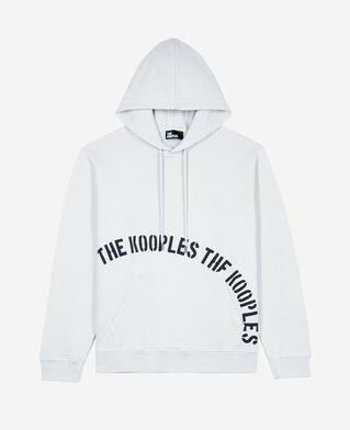 The Kooples MEN LIGHT GREY hooded sweatshirt with grey screen print