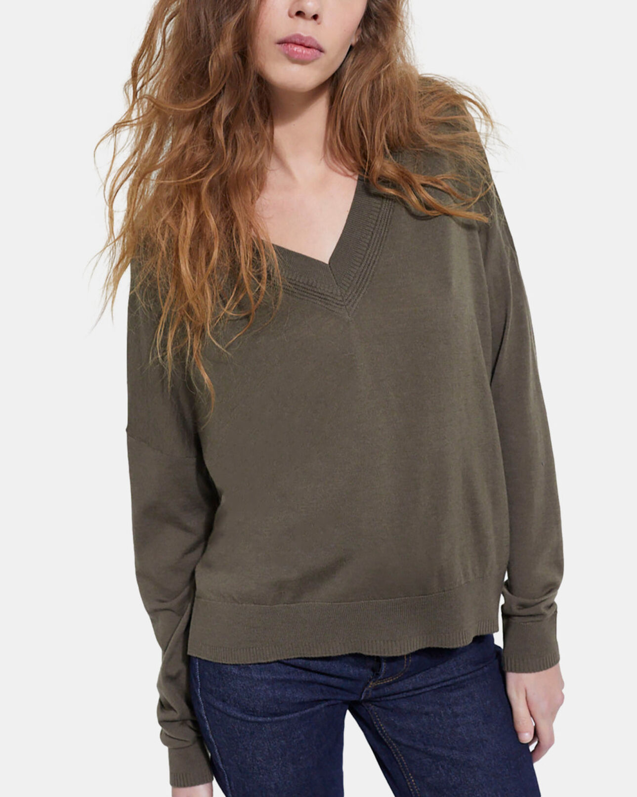 The Kooples FEMME ALGUE pull en laine kaki