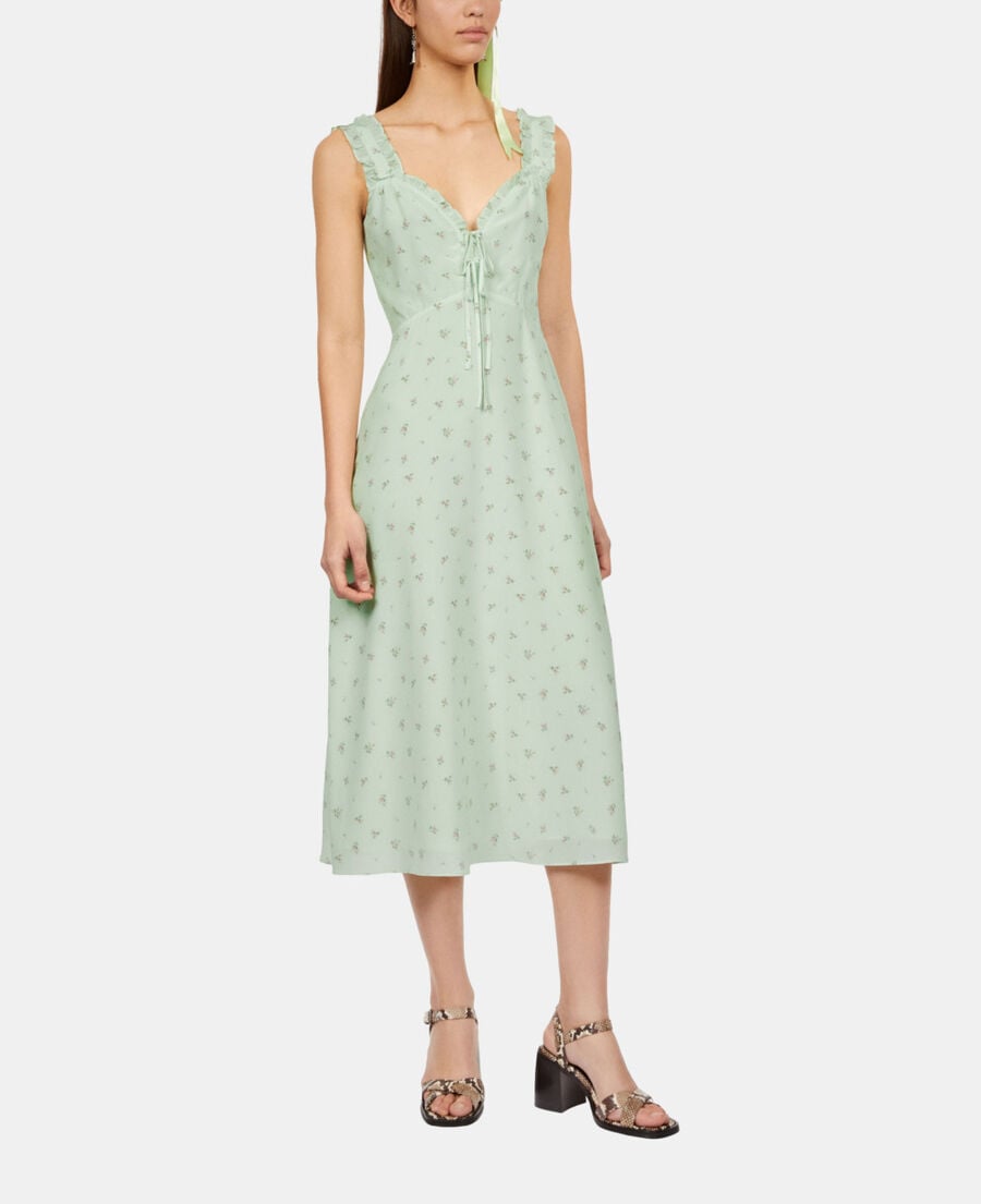 The Kooples WOMEN GREEN long printed dress