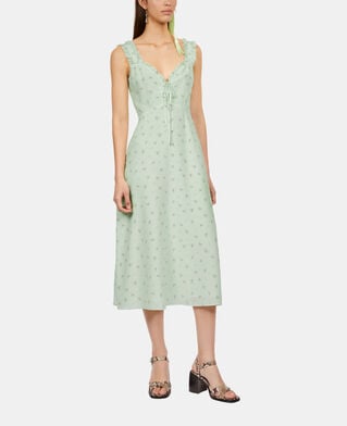 The Kooples WOMEN GREEN long printed dress