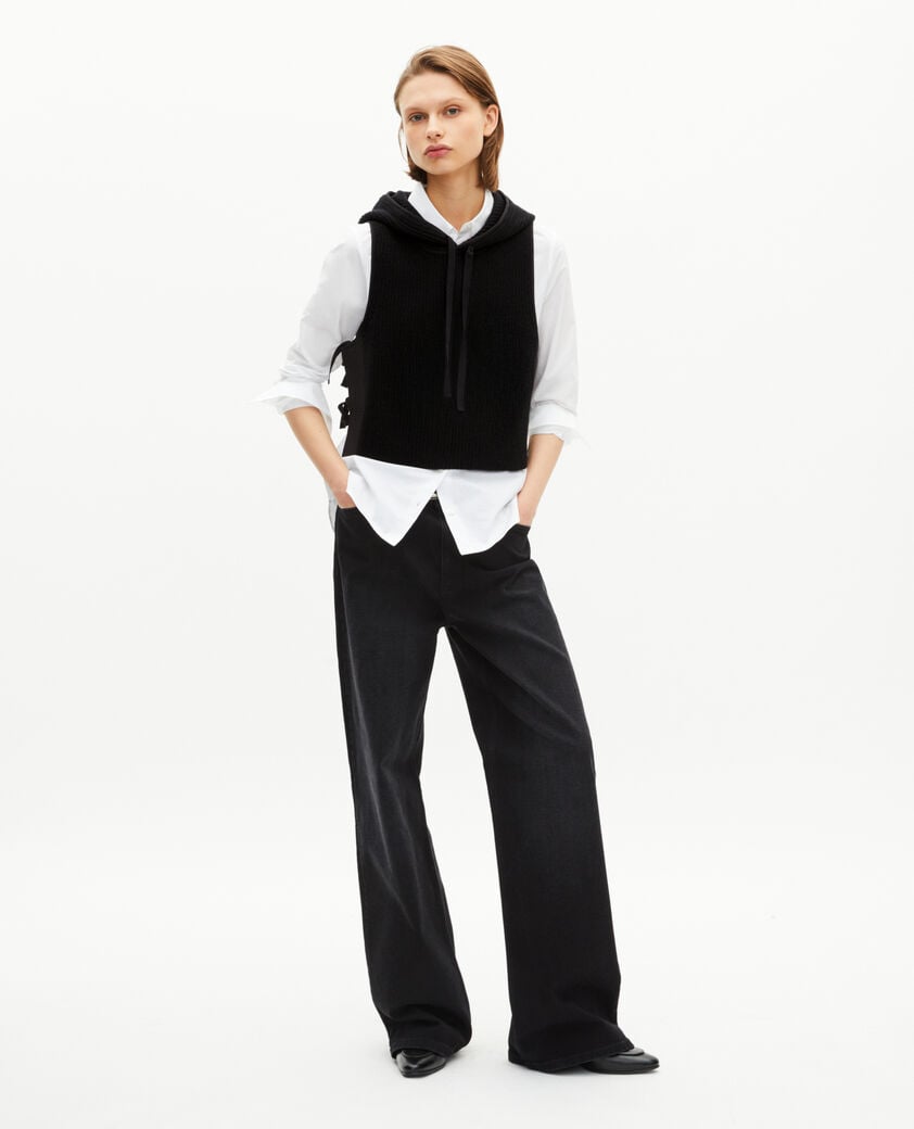 The Kooples F BLACK sleeveless sweater in black wool and cotton