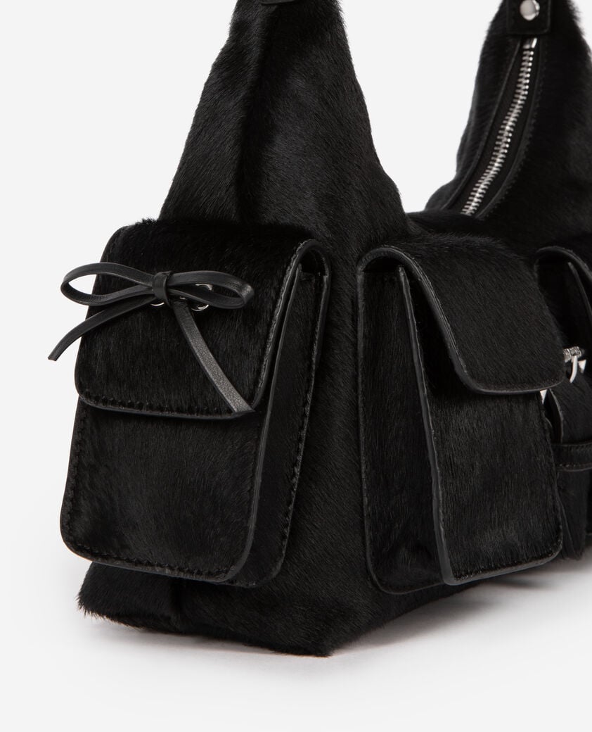 The Kooples WOMEN BLACK amelia bag in black foal effect