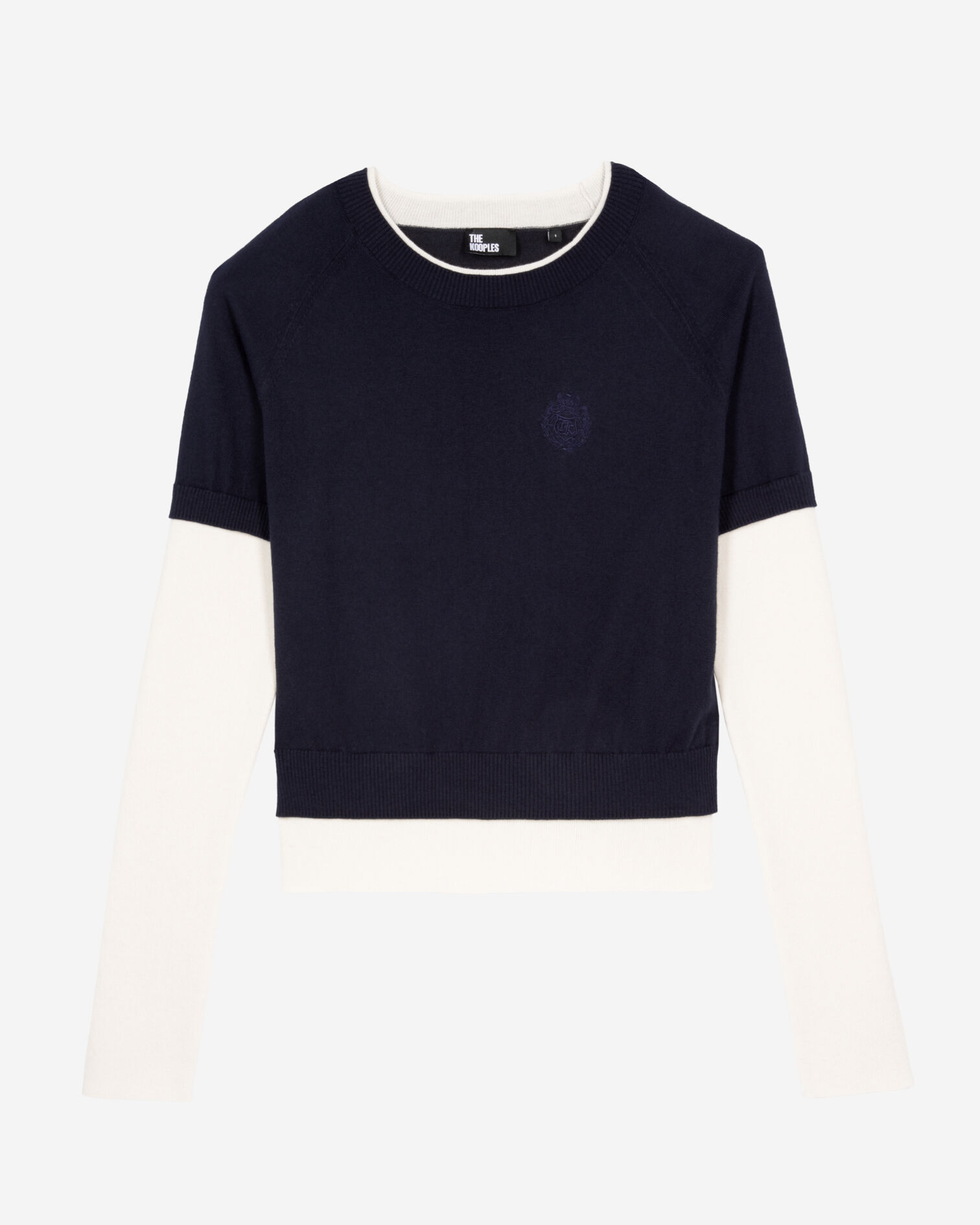 Navy and ecru sweater, DARK NAVY-ECRU, hi-res image number null