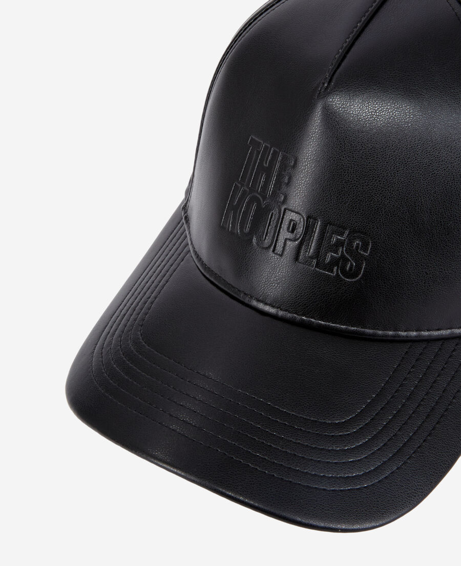 black leather effect cap