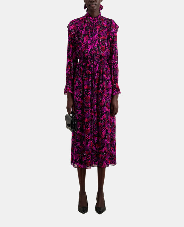 robe longue imprimée avec volants