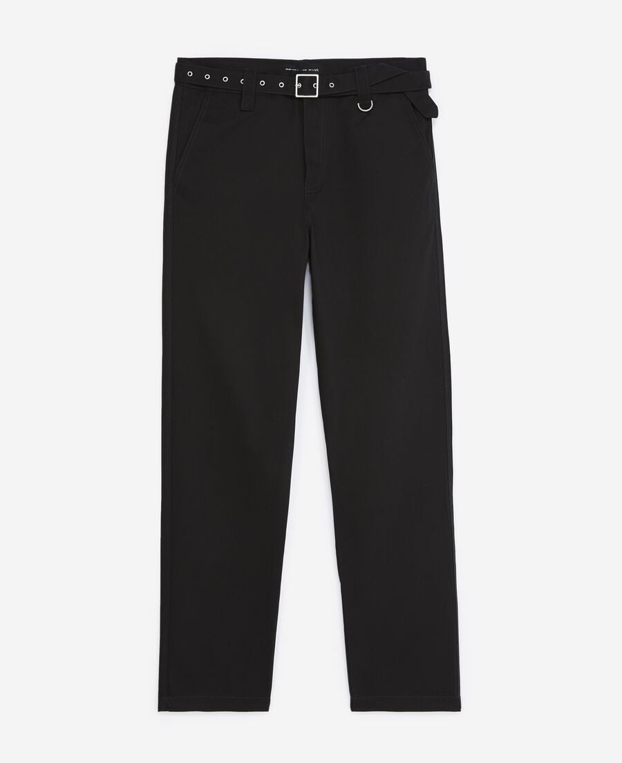 The Kooples H BLACK straight-cut black trousers with belt