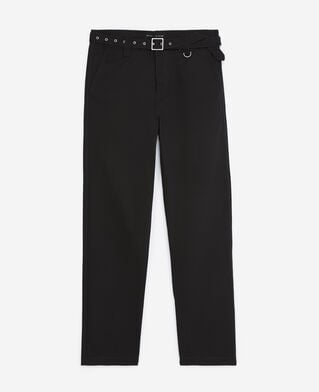 The Kooples H BLACK straight-cut black trousers with belt