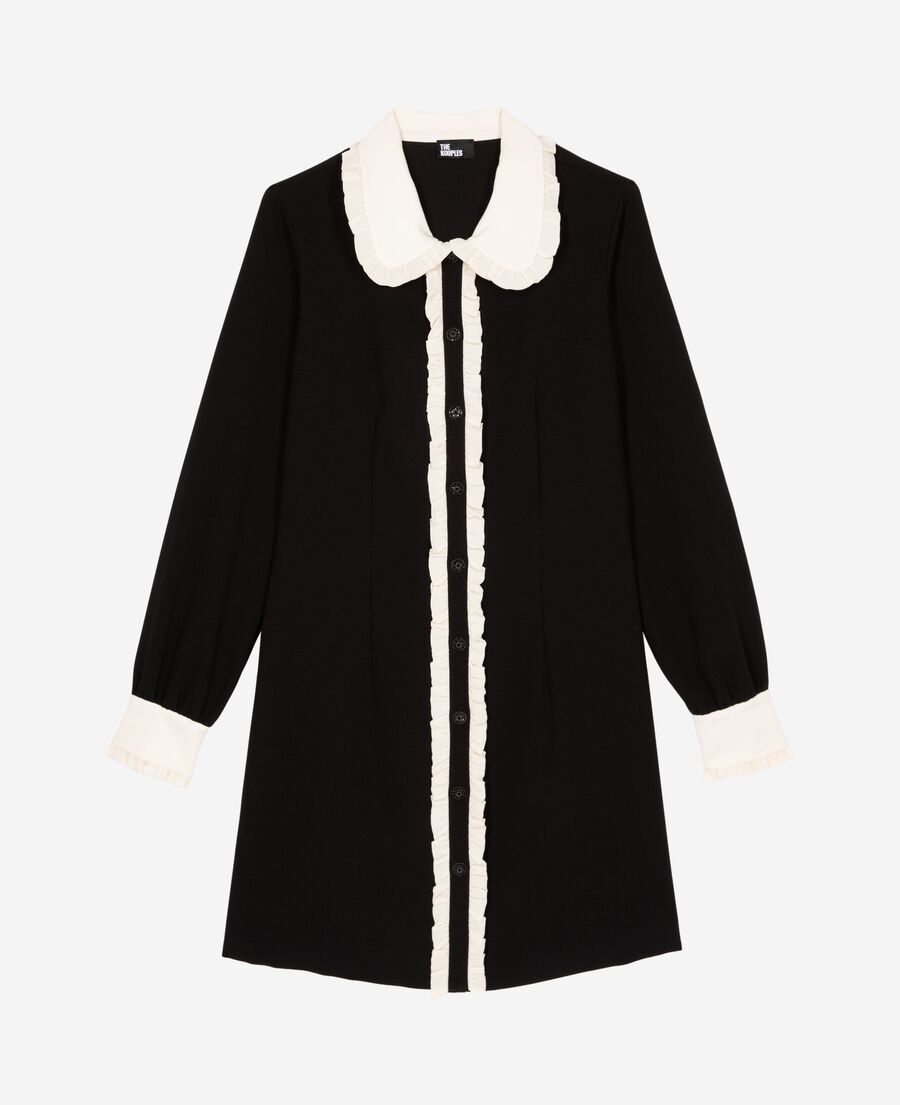 The Kooples WOMEN BLACK short black dress with contrasting collar