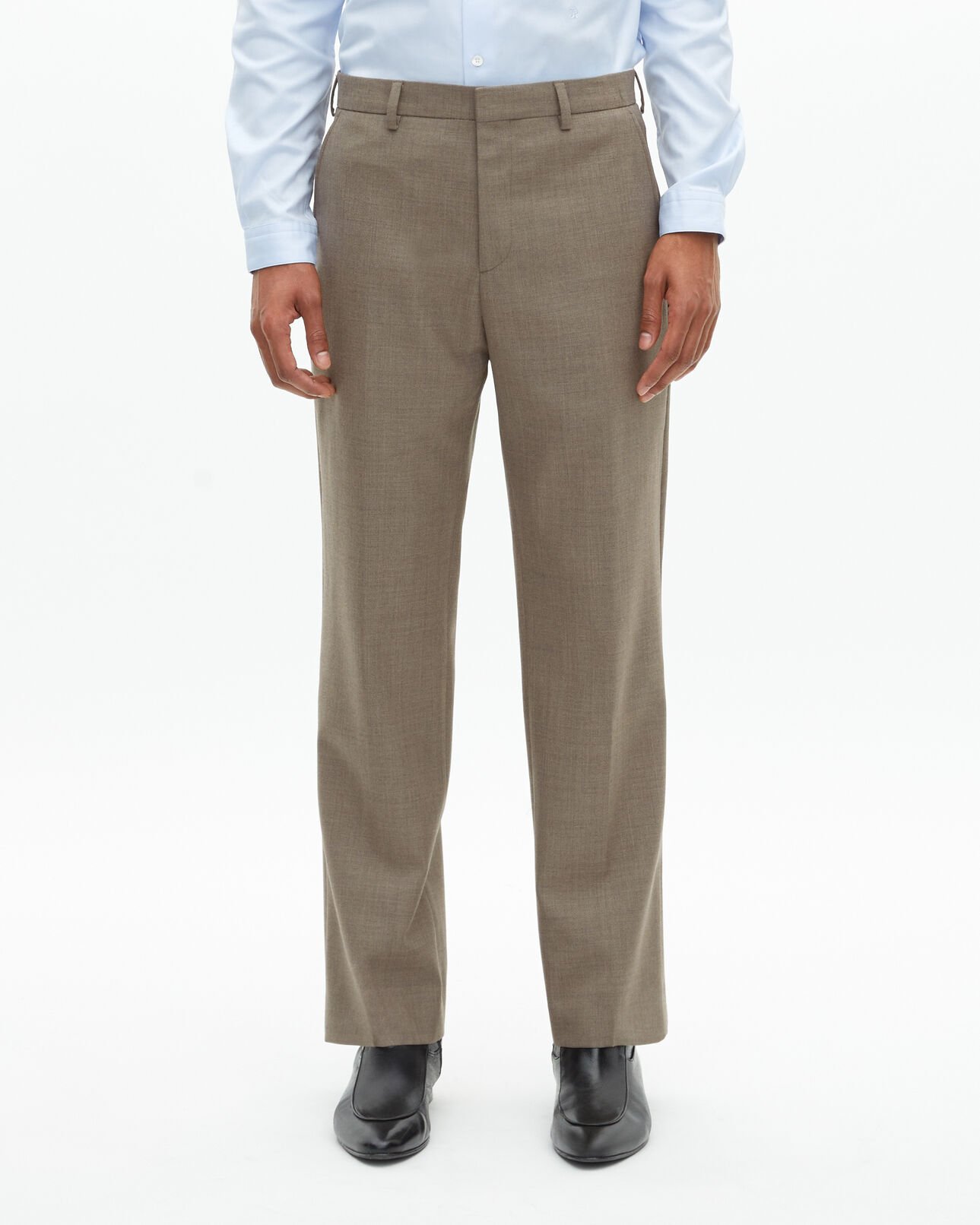 The Kooples MEN BEIGE MELANGE beige wool suit pants