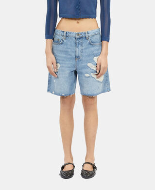 The Kooples WOMEN MEDIUM BLUE denim bermuda shorts