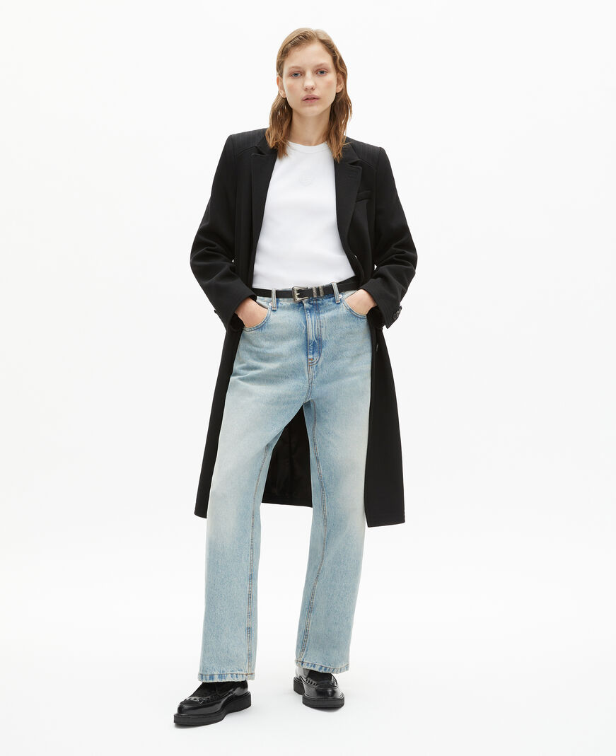 The Kooples FEMME BLACK manteau long en laine noir