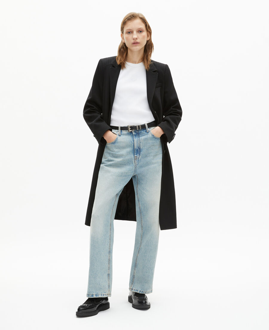 The Kooples WOMEN BLACK long black wool coat