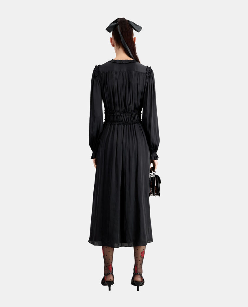 The Kooples WOMEN BLACK long black dress with shirring
