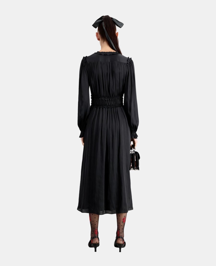 The Kooples WOMEN BLACK long black dress with shirring