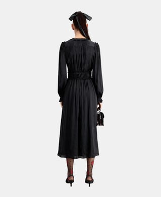 The Kooples WOMEN BLACK long black dress with shirring