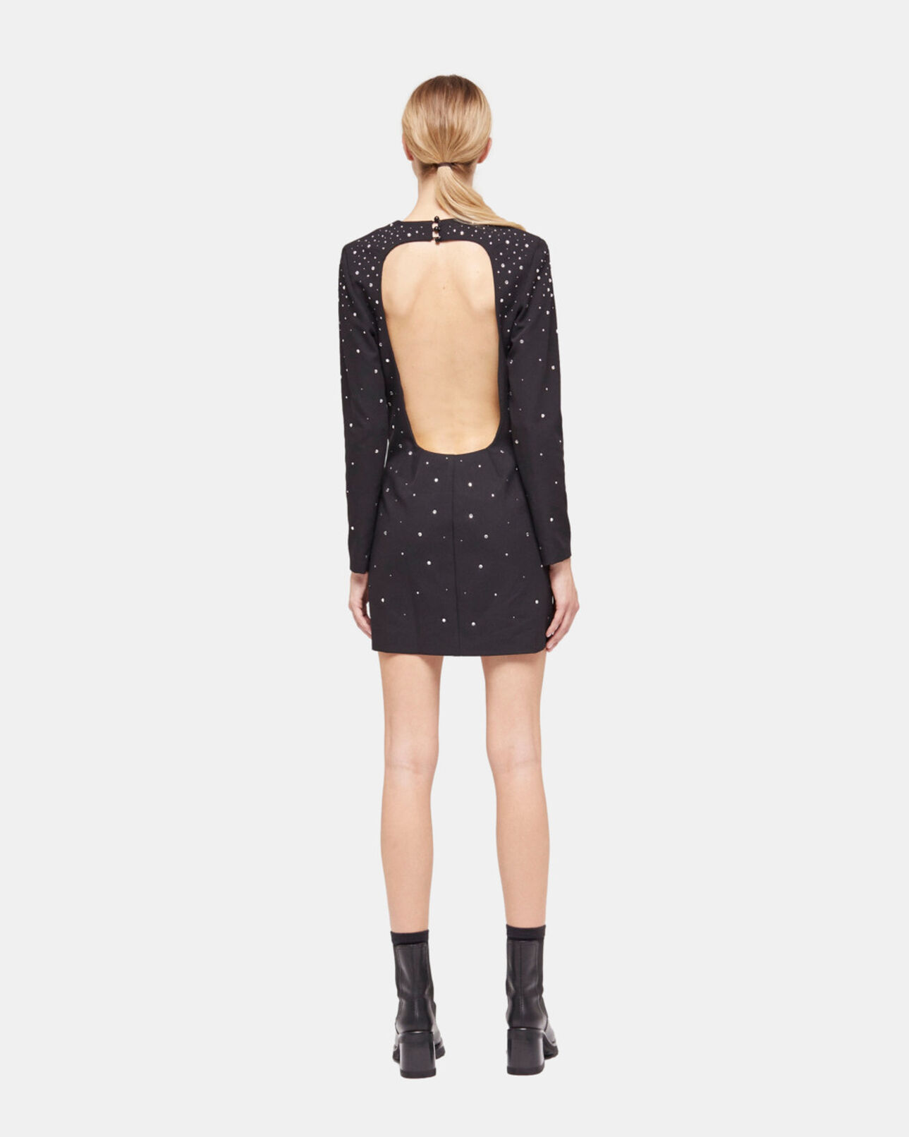 The Kooples FEMME BLACK robe courte détails strass noire