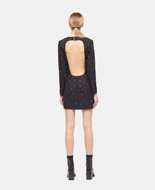 The Kooples FEMME BLACK robe courte détails strass noire