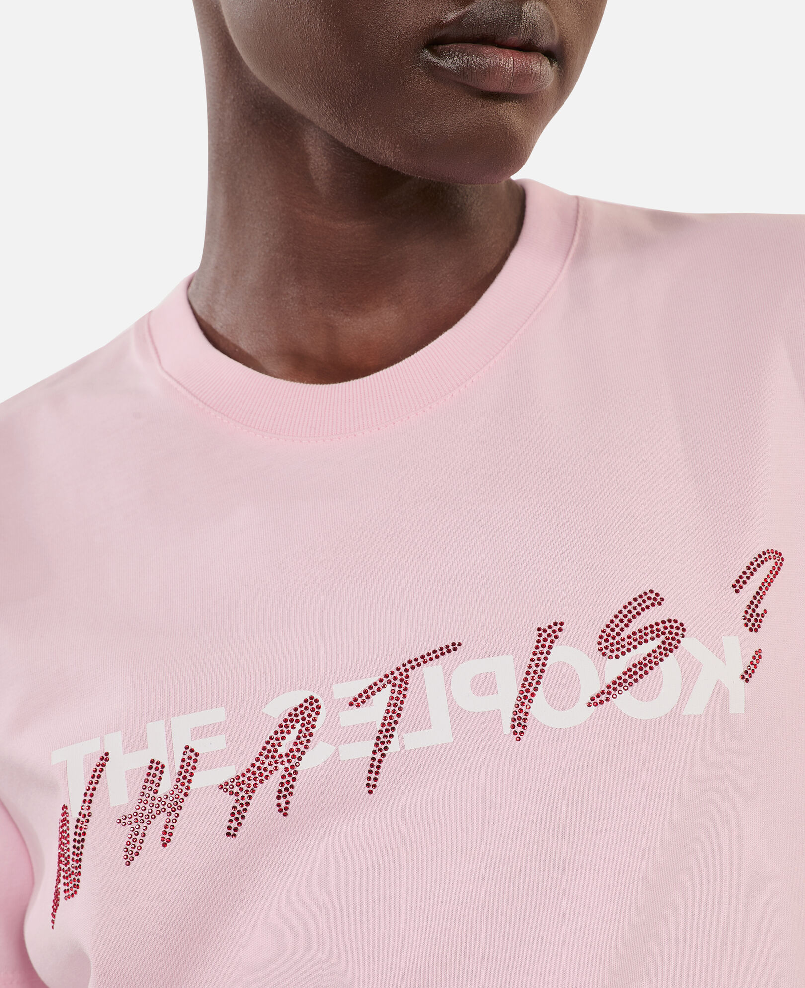 The Kooples F POWDER PINK pink what is t-shirt with rhinestones