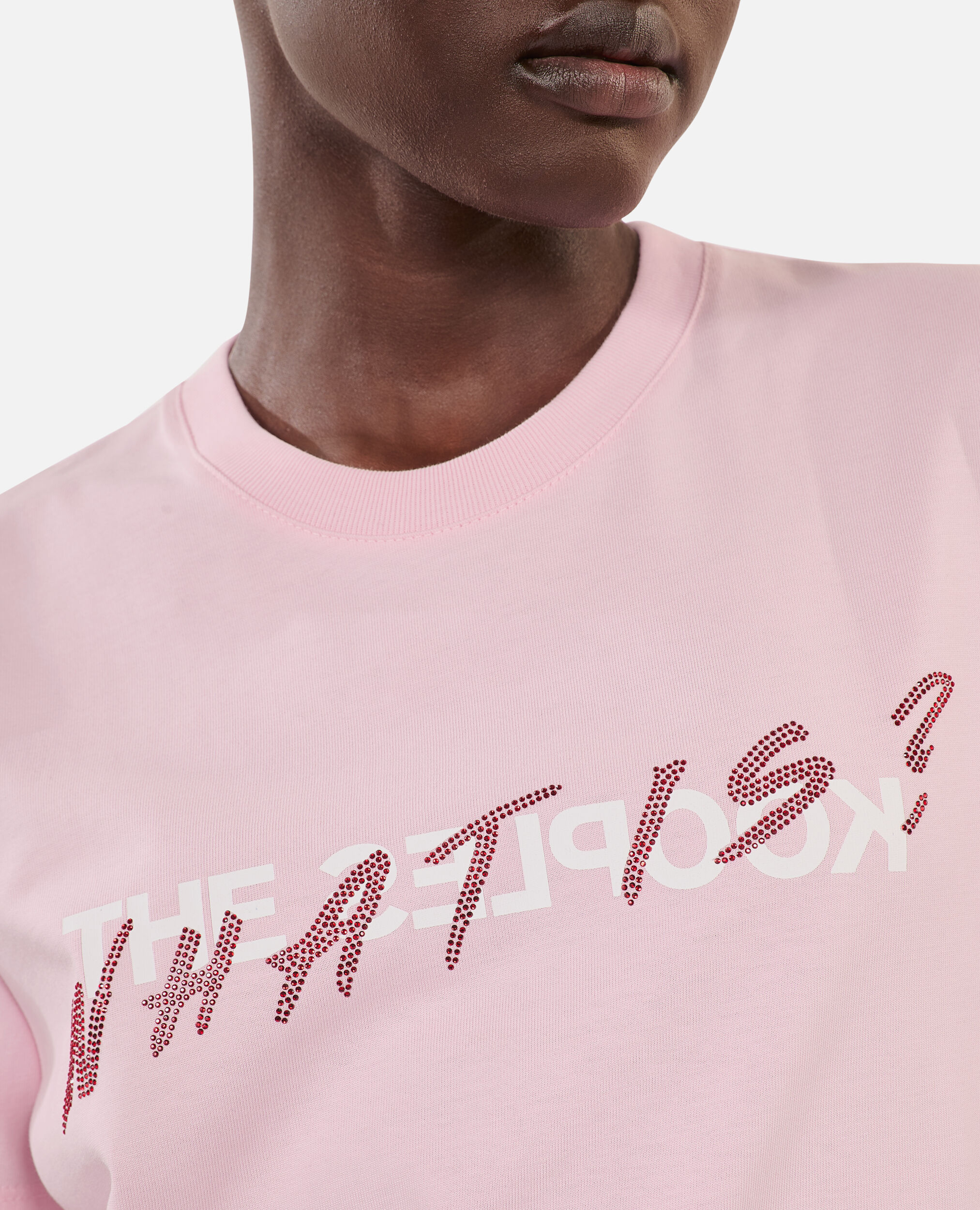 Pink What is t-shirt with rhinestones, POWDER PINK, hi-res image number null