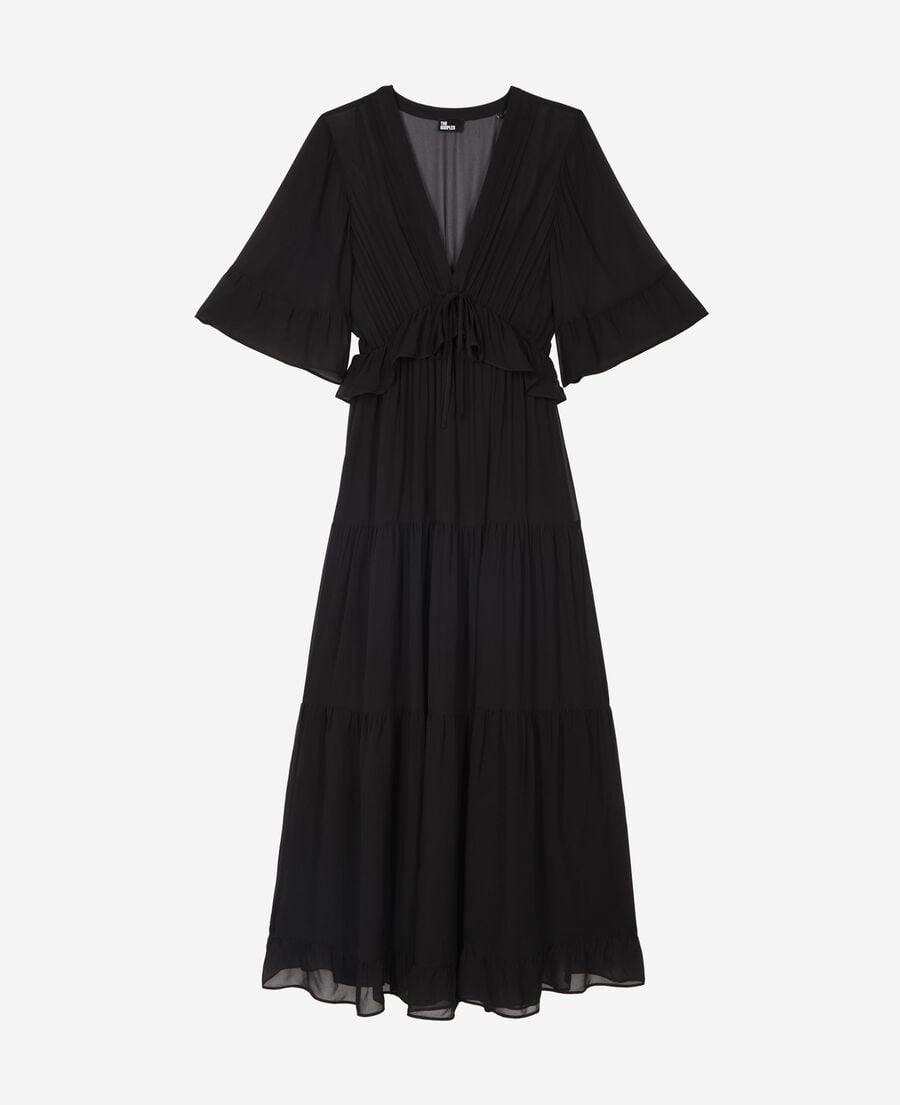The Kooples F BLACK black ruffled maxi dress