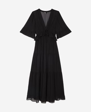 The Kooples F BLACK black ruffled maxi dress