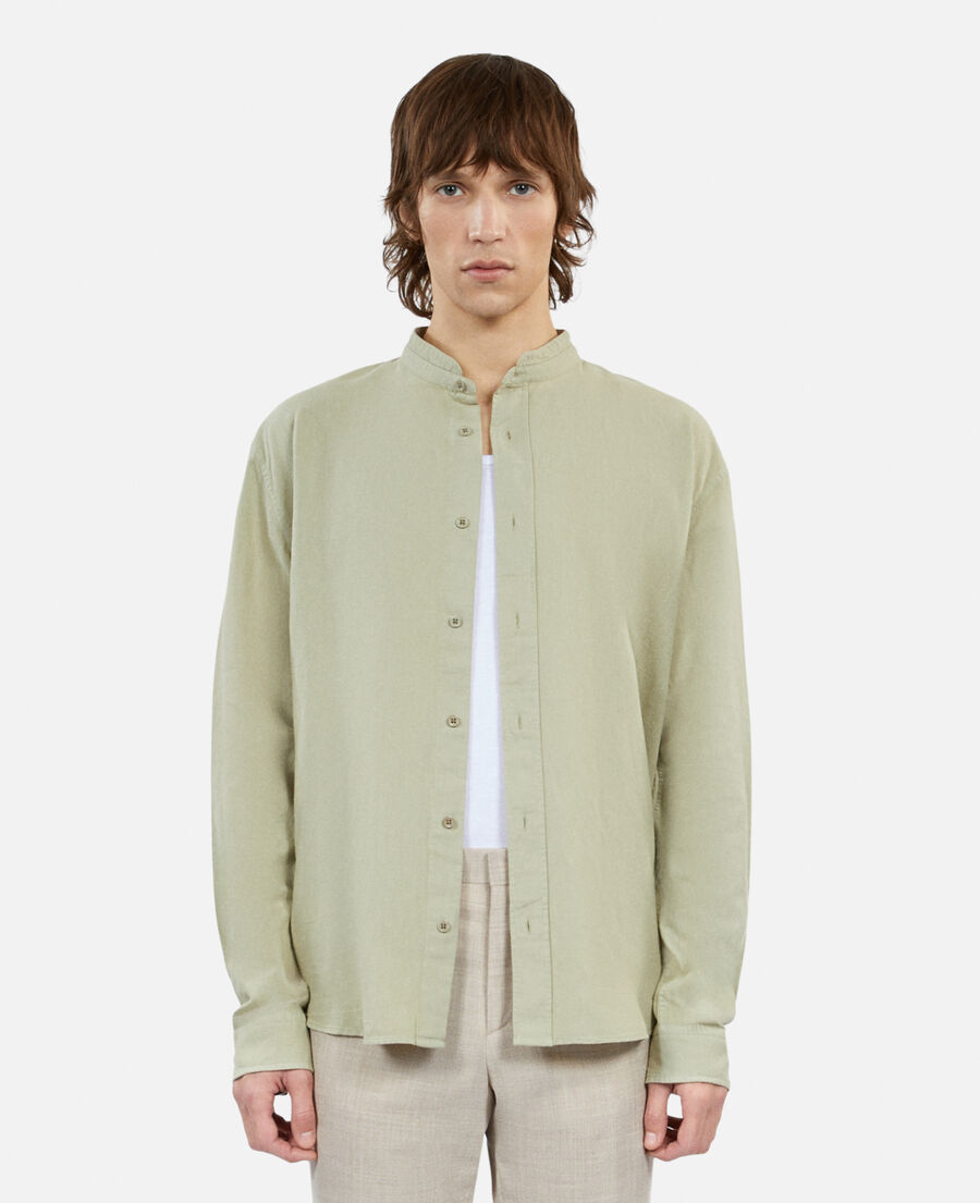 chemise vert clair en coton et lin