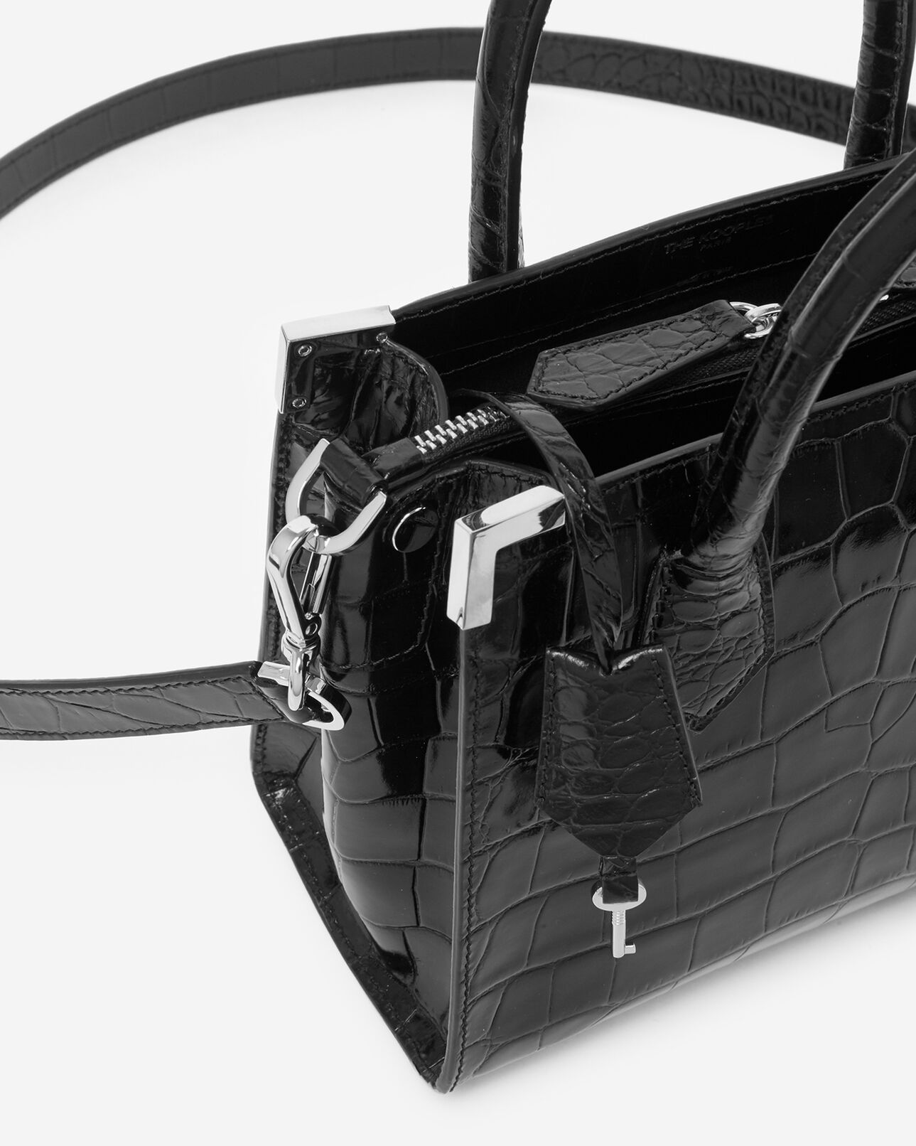 The Kooples DAMEN BLACK mittlere tasche ming in kroko-optik in schwarz