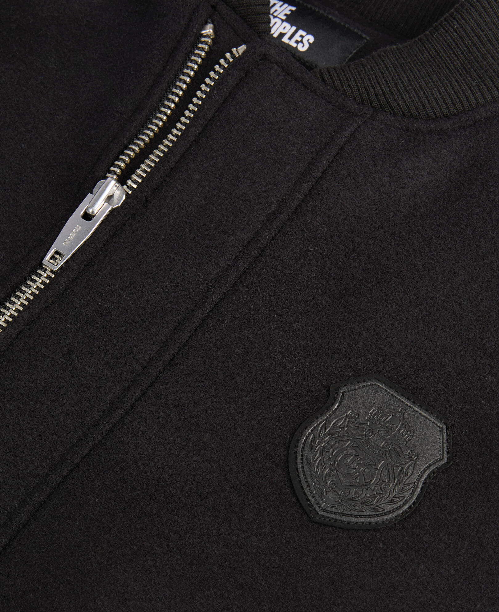 The Kooples HOMME BLACK blouson en laine double face et cuir noir