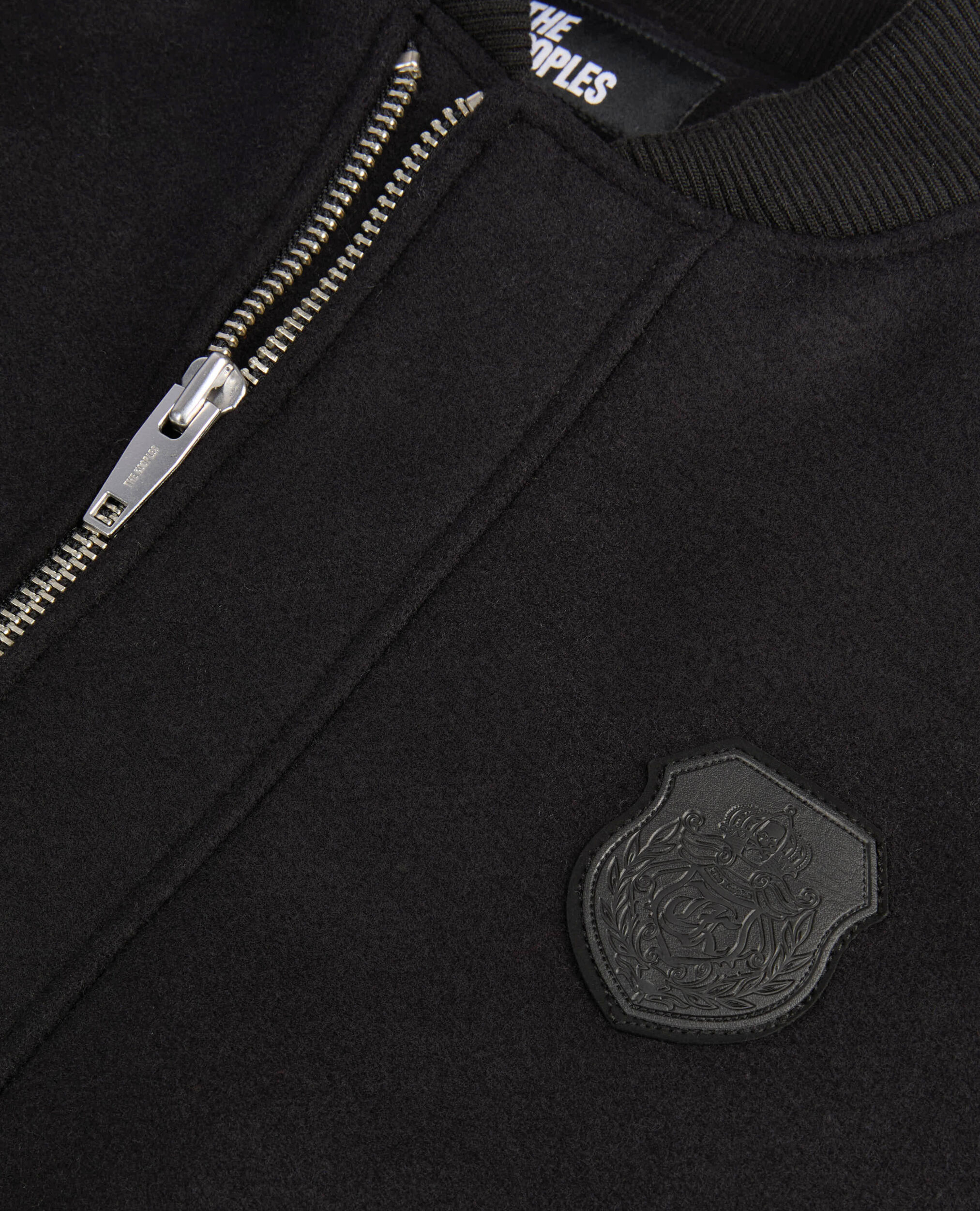 Blouson en laine double face et cuir noir, BLACK, hi-res image number null