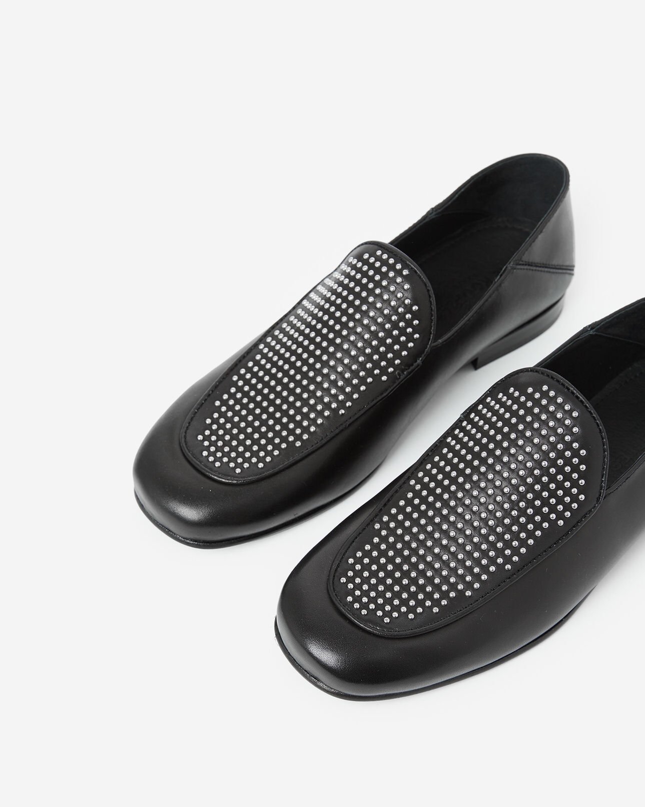 The Kooples DAMEN BLACK schwarze ledermokassins mit studs