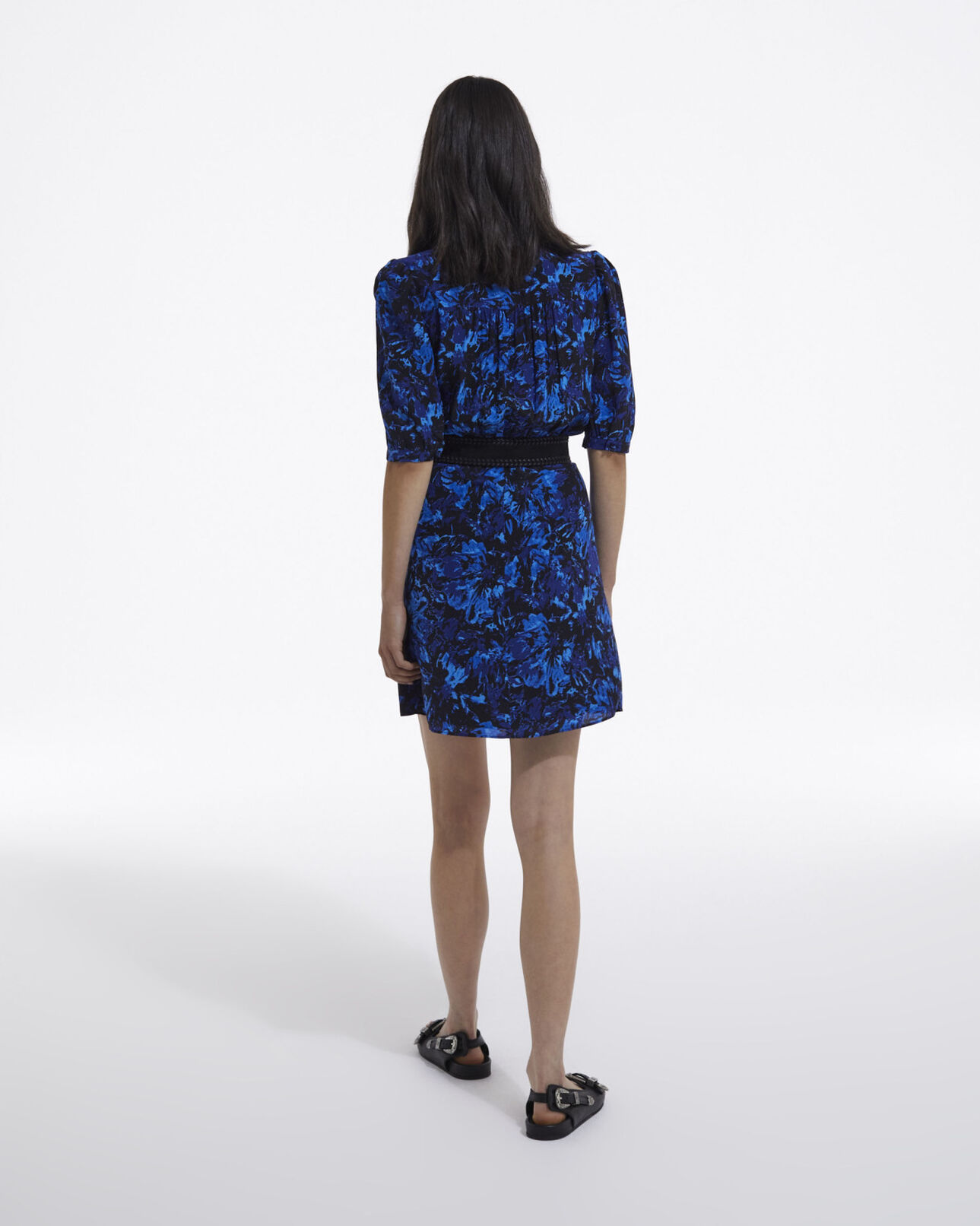 The Kooples DAMEN DARK BLUE wickelkleid aus seide mit seitlicher knopfleiste