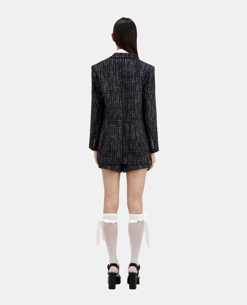 The Kooples WOMEN BLACK WHITE black and white tweed suit jacket