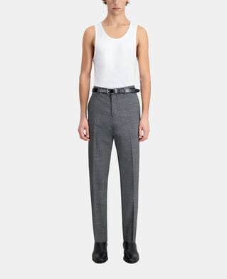 The Kooples HOMME BLACK-ECRU pantalon de costume noir en laine à micro motifs