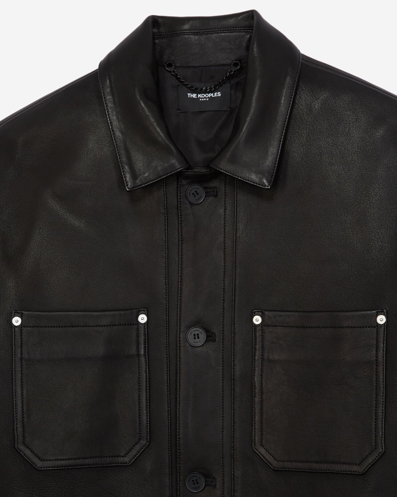 The Kooples MEN BLACK overshirt-style black leather jacket