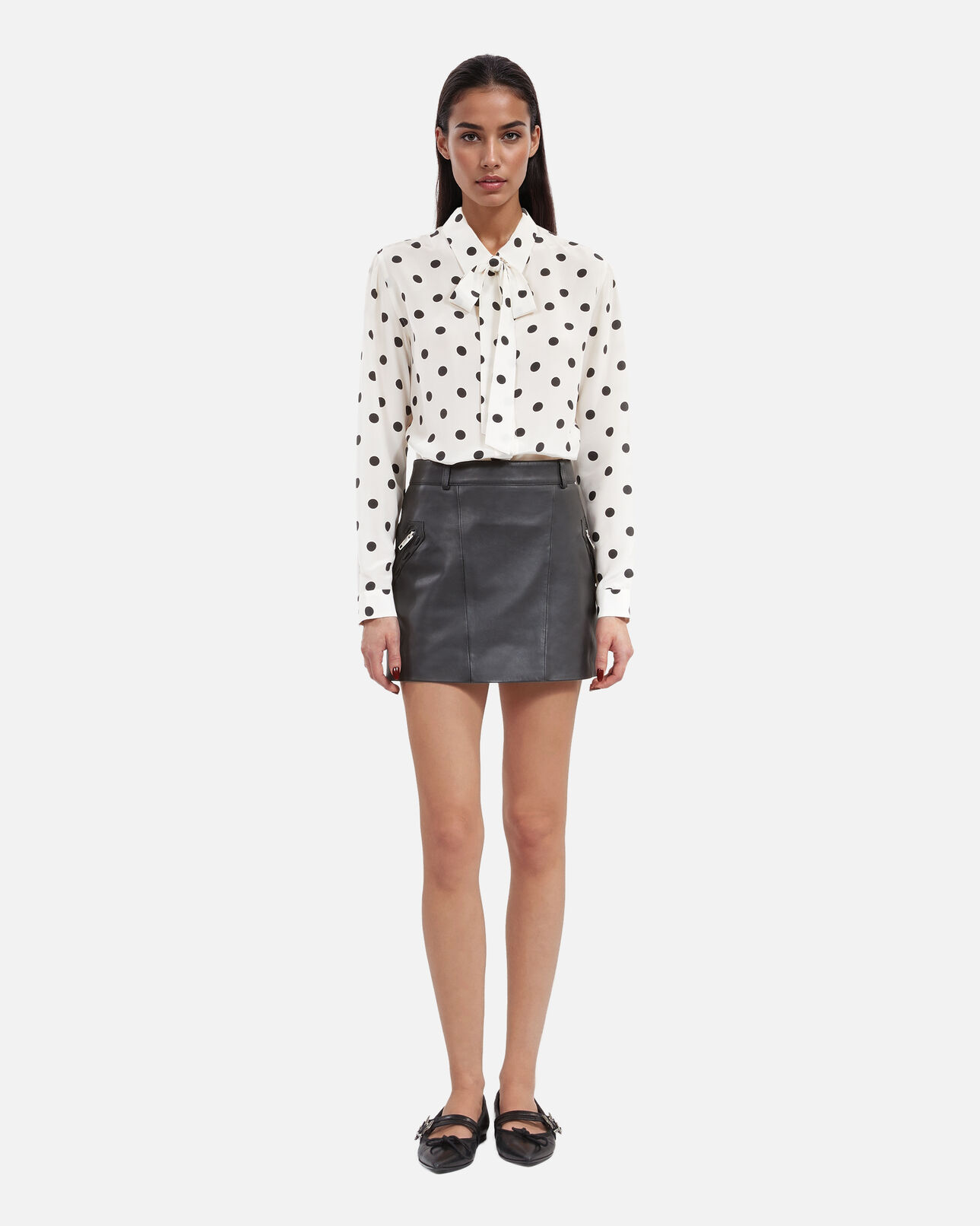 The Kooples FEMME BLACK STONE jupe courte en cuir noir