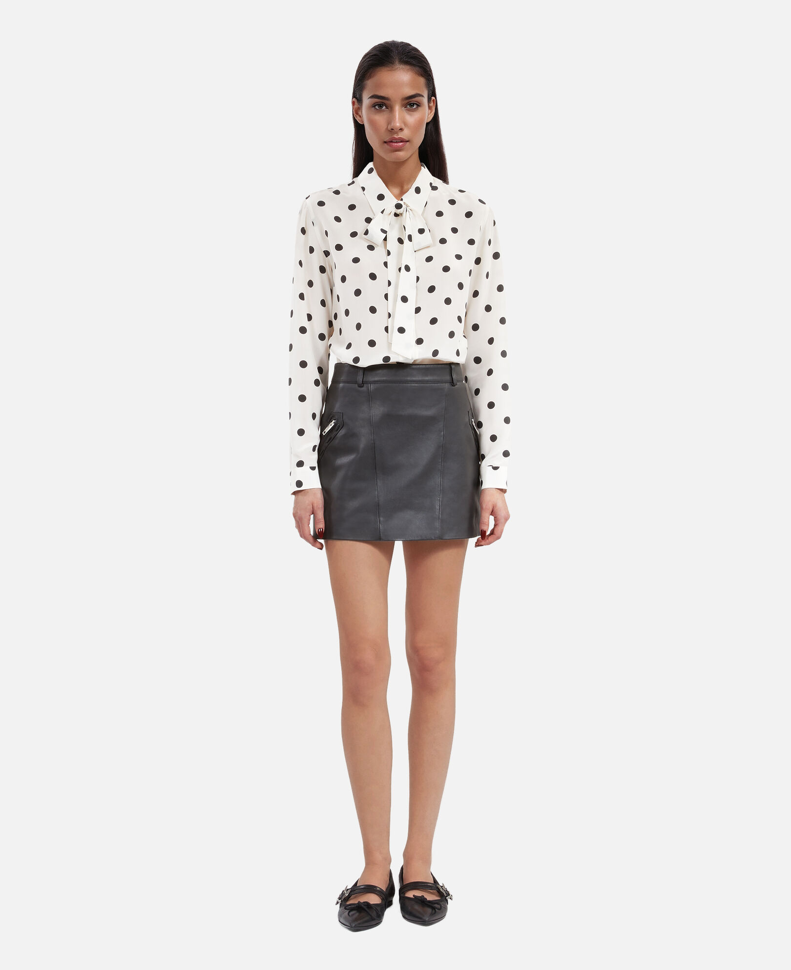 The Kooples FEMME BLACK STONE jupe courte en cuir noir