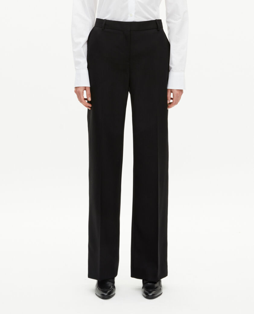 The Kooples WOMEN BLACK wide-leg pants with black satin details