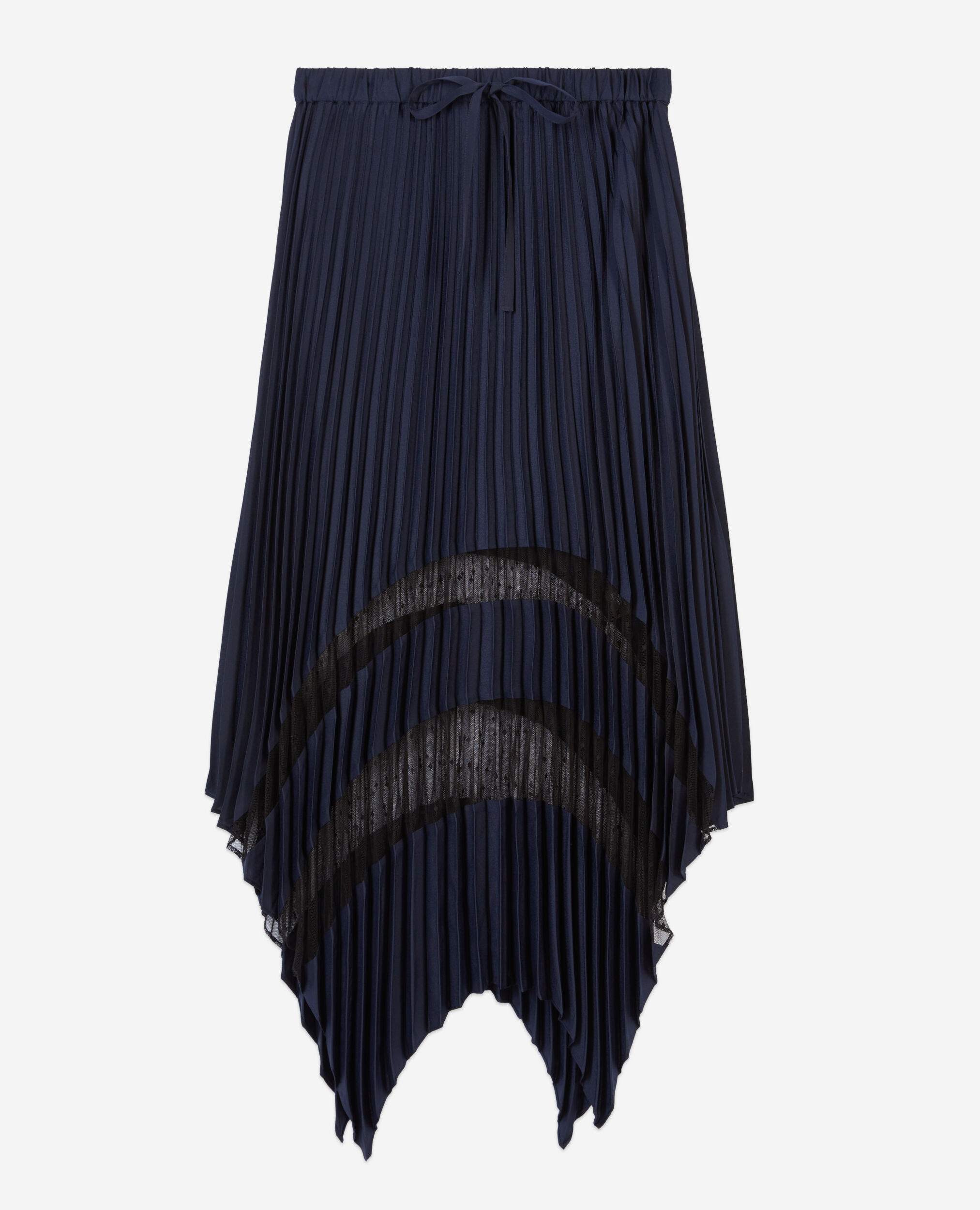 Navy blue long pleated skirt, NAVY, hi-res image number null